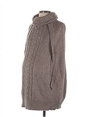 GAP MATERNITY Women's Cape Sweater SMALL Heather Brown Turtleneck Cableknit